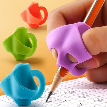 2 Три пръста деца молив писалка притежателя силиконови ученик поза правилно обучение писане инструмент правилно устройство