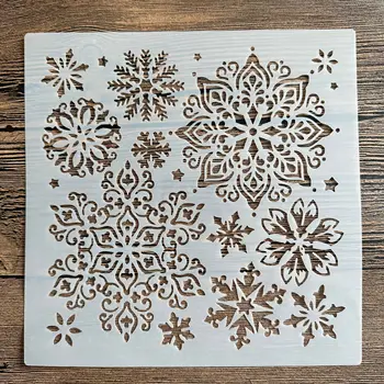 20 *20 см DIY мандала мухъл за рисуване шаблони щампован фотоалбум релефна хартиена картичка върху дърво, плат, коледни снежинки