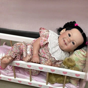 20 инча прероден Bebe Емилия двойна опашка Bebe новородено ръчно изработени боядисани реалистични кукла прекрасна бебе флорални рокля
