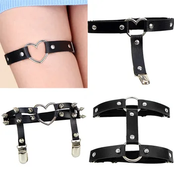 2022 Мода Дамски Секси Еластичност Harness Heart Leg Chain Garter Belts Cosplay Spike Висококачествен еластичен пръстен на бедрото жартиера