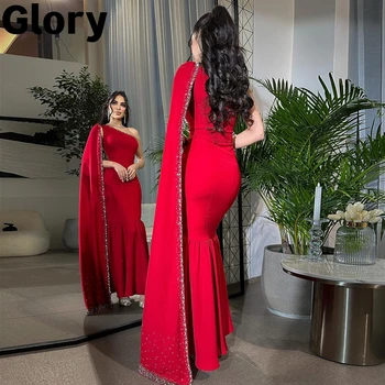 2023 Бургундска луксозна вечерна рокля с едно рамо с носов ръкав за сватба Дубай жени Официален повод парти абитуриентски рокли
