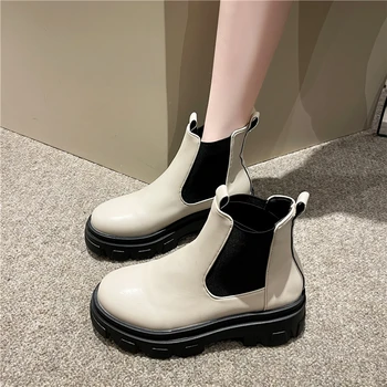 2023 Висококачествени обувки за жени ръкав дамски ботуши зимни кръгли пръсти твърди обувки дами къси барел буци петата модни ботуши