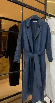 2023 Есен Зима Мода Ново дамско облекло Twist Twist Pattern Кашмир плетени шевове вода вълничка кашмир палто 1002