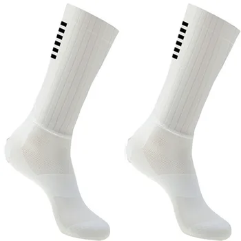 2023 Силиконови летни аеро чорапи против хлъзгане Бели линии Колоездачни чорапи Мъжки велосипеди Спортни чорапи за бягане Калцетини