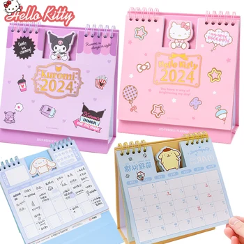 2024 Календар Sanrio Hello Kitty Сладък Creative Desk Календар Декор Карикатура Канцеларски материали Училище Офис консумативи Календари Kawaii