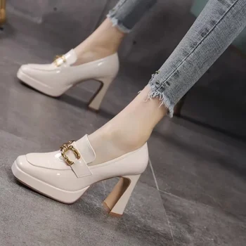 2024 Пролет нови мокасини жени марка високи токчета обувки дизайнер секси парти обувки помпи рокля Mujer Zapatos буци платформа сандали