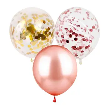 20Pc Розово злато балон комплект бебе душ балон конфети метални балони за рожден ден сватбена украса годишнина