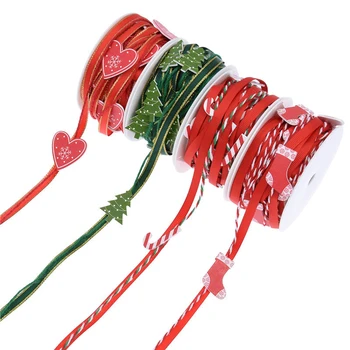 2m/5m Коледна панделка Червена захарна тръстика зелена коледна верижна панделка за ръчно изработени подаръчни опаковки Коледна украса
