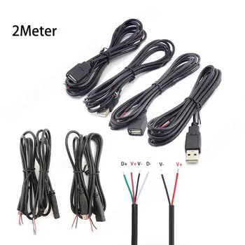 2M захранващ удължителен кабел кабел 2Pin 4pin тел към тип A мъжки женски тип C адаптер за зареждане DIY USB конектор M20
