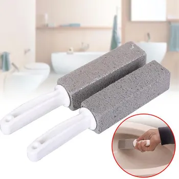 2Pcs Четки за тоалетни Естествена пемза за почистване на камъни Четка за почистване на камъни с дълга дръжка за тоалетни мивки Вана пластмасова дръжка