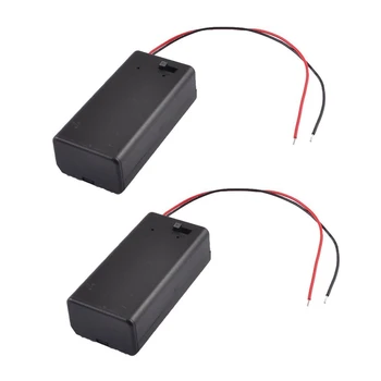 2X черна пластмасова двойка за съхранение SBH-9V батерии превключвател батерия притежател кутия