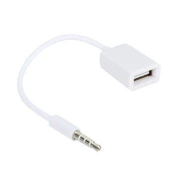 3.5mm мъжки AUX аудио щепсел жак към USB 2.0 женски конвертор кабел кабел кола MP3