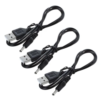 3 бр. 3.5Mm x 1.3Mm Черен USB кабел Захранване с кабел за зарядно устройство