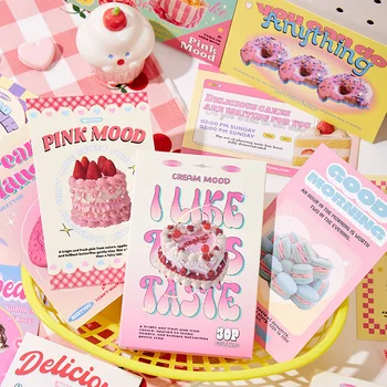 30 бр / комплект крем настроение серия пощенска картичка крем торта десерт INS стил поздравителни картички за рожден ден подарък карта