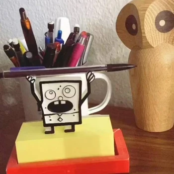 3D отпечатан държач за молив DoodleBob държач за молив Държач за офис бюро Държач за писалка Офис бюро Организатор Офис декор писалка Rack