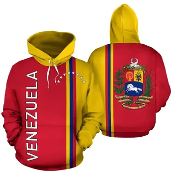 3D отпечатано знаме на Венецуела Национална емблема Сива врана мода дълги ръкави пуловер мъже жени улични спортове фитнес суитчър палто