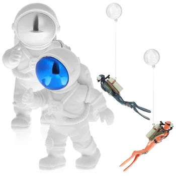 4Pcs Риба резервоар декорации карикатура астронавт водолаз орнаменти плаващ аквариум аксесоари