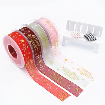 5-20Meter/Roll 25mm Коледни копринени сатенени панделки за занаяти Ръчно изработени сватбени партита Декоративни DIY подаръци Панделка опаковъчни консумативи