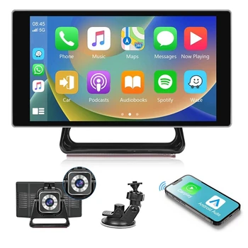 5 инчов преносим автомобил радио с Dash Cam безжичен Carplay Android автоматично шофиране рекордер Bluetooth FM заден камера лесен за използване