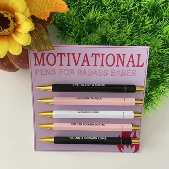 5 парче мотивационна гадняр писалка комплект, както е показано пластмасови офис подаръци смешно ежедневно химикалки