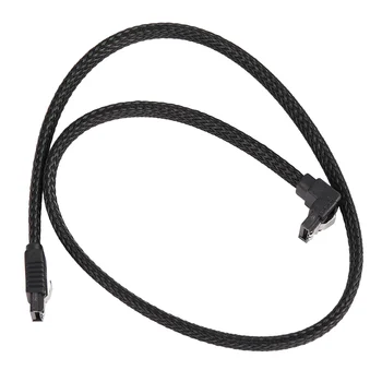 50CM SATA 3.0 III SATA3 7pin кабел за данни прав ъгъл 6Gb / s SSD кабели HDD кабел за данни с найлонов ръкав (черен)