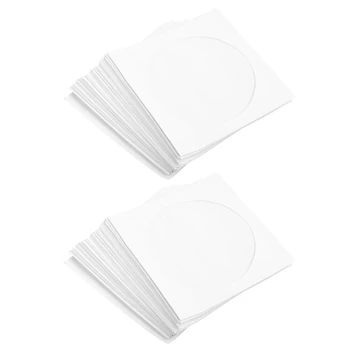 51BE Опаковка от 100 плика за съхранение Ясно прозорец клапа Бяла сгъната хартиена торба 12.5CM DVD диск хартия ръкави замяна