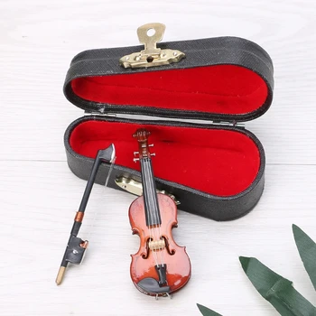 583F 7CM мини цигулка миниатюрен музикален инструмент дървен модел с подкрепа и за C