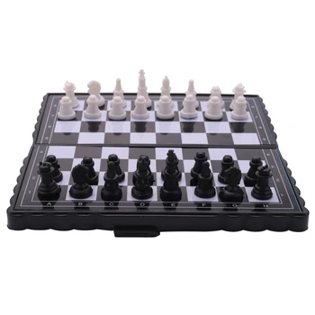 5x5 инчов шах преносима пластмасова сгъваема дъска с магнитна шахматна игра мини шахматен комплект пъзел парти семейно събитие