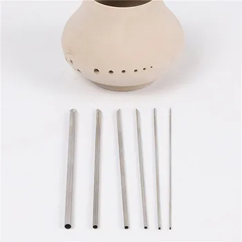 6 парчета / комплект от неръждаема стомана дупка перфоратор дърворезба скулптура моделиране керамика рязане и щанцоване керамични полимерни глинени инструменти