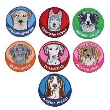 7 стилове на кръгла карикатура домашен любимец куче бродерия лого значка кръпка DIY за хора, които обичат куче дрехи гладене аксесоари декорация
