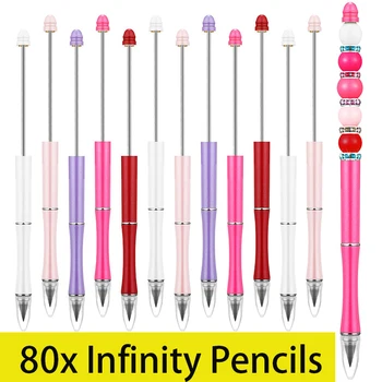 80Pcs Неограничен писане Вечен молив Метални моливи без мастило Изтриваеми писалки Училищни канцеларски материали