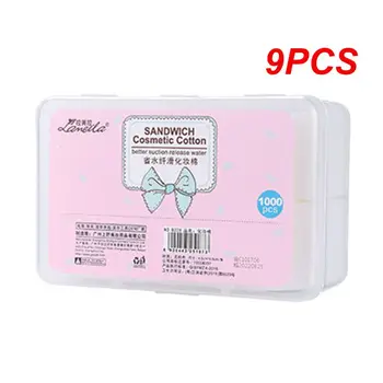 9PCS комплект за еднократна употреба грим памучни кърпички меки подложки за отстраняване на грим Ултратънка почистваща хартия за лице Избършете инструмента за грим
