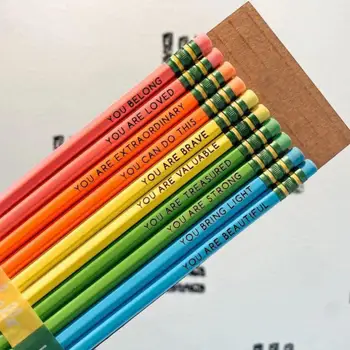Affirmation Моливи Подаръци за учители Моливи Комплект моливи 10 вдъхновяващи дървени поговорки за ученици Учители Персонализирано насипно