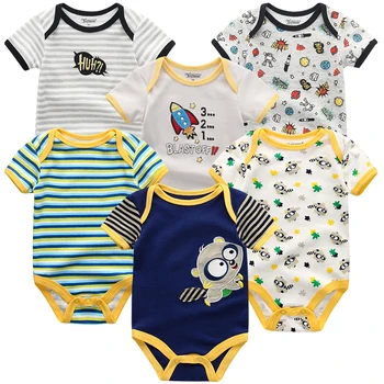Baby Boy Jumpsuits 3 броя Комплект дрехи за новородени Детско боди Kiddiezoom облекло 100% памук меки ританки за бебета 0-12M