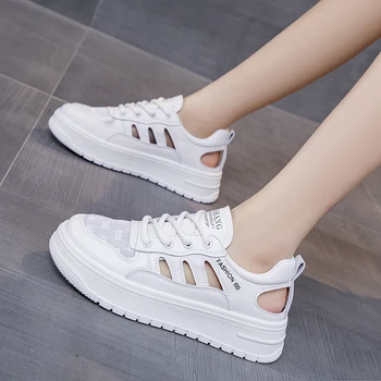 BCEBYL Дамски сандали на платформа Удобни апартаменти Удобни дамски ежедневни обувки Бели маратонки Кухи дамски сандали