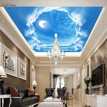 beibehang papel de parede para quarto hotel restaurant mural wallpaper blue sky moon zenith ceiling mural wallpaper