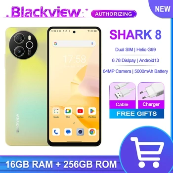 Blackview SHARK 8 смартфон 6.78'' 2.4K дисплей Helio G99 16GB 256GB Android13 64MP камера 5000mAh батерия NFC мобилен телефон