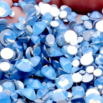 Blue Opal Много размери Non Hotfix кристални кристали за нокти изкуство кристали комплект лепило върху стъклени камъни Сватбени рокли Направи си сам