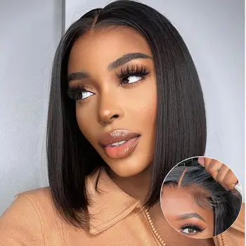 Bone Straight Bob Wig 13x4 Lace Front Human Hair Wigs for Women Natural Color 4x4 Lace Closure Wig Short Bob Wig Human Hair Wigs