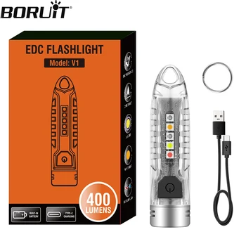 BORUIT V1 EDC ключодържател фенерче работна светлина USB акумулаторна мини преносима горелка, използвана за къмпинг джобен фенер Аварийно използване