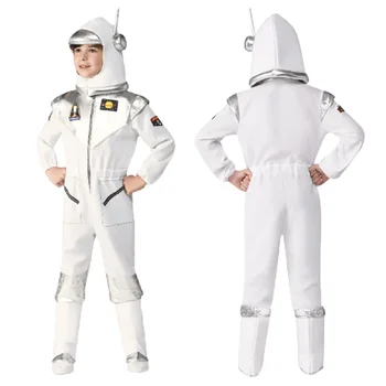 Boys Girls Movie White Space Travel Costume Астронавтска униформа Облечи Fantasy Spaceman Cosplay Jumpsuit