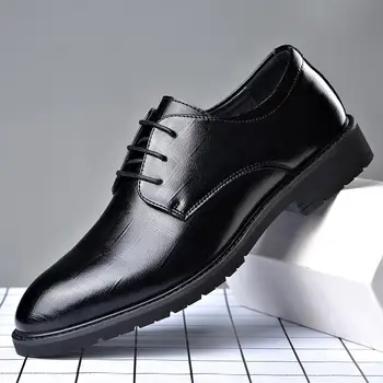 Brogue кожени обувки мъжки бизнес официални облекла момчета мъжки ежедневни меки дъна британски стил сватба младоженец обувки