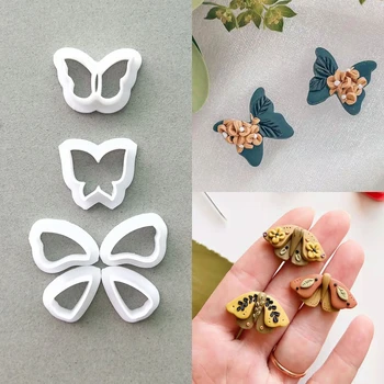 Butterfly форма полимерна глина мухъл DIY творчески обеци Stud бижута висулка брошка декоративни материали глина режещи инструменти
