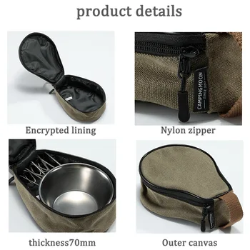 CAMPINGMOON неръждаема стомана Sierra Bowl 310ml / 450ml къмпинг пикник чаша съдове за готвене с платно чанта за съхранение на открито прибори за хранене