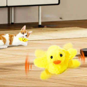 Cat Toy Training Entertainment Duck Plush Stuffed Pillow 15cm Simulation Duck Cat Toy Fish Interactive Pet Chew Toys