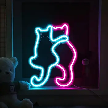 Cat неонови знаци светлини стена декор животински USB експлоатирани декоративни LED неонови светлина знак за стая стена маса за бар коледни подаръци