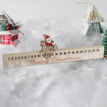 Christmas Countdown Slider Коледен плъзгач за многократна употреба Празничен дървен коледен календар за обратно броене на Дядо Коледа Екологичен за празника