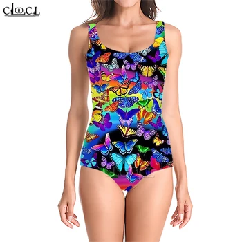 CLOOCL пеперуда печат жени бански ниско деколте без ръкави боди мода плажно облекло 2023 нови Trajes де Baño