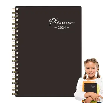 Coil Planner 2024 Универсална твърда корица 2024 Coil Diary Books Wirebound седмичен и месечен плановик Спирала обвързан организатор