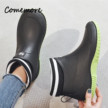 Comemore Против хлъзгане Цветни унисекс боти до глезена Лек водоустойчив приплъзване на обувки 2023 Botines Червени ботуши за дъжд Дамска гума